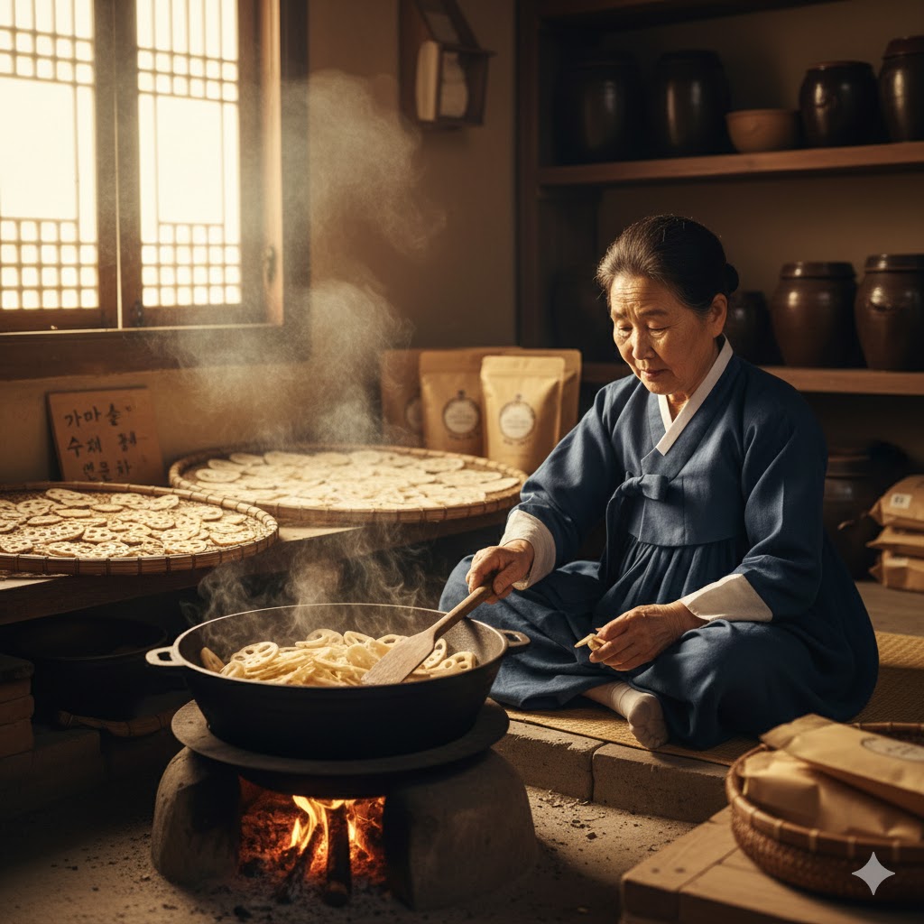 Macro shot of a lotus root cross-section highlighting its intricate air holes.