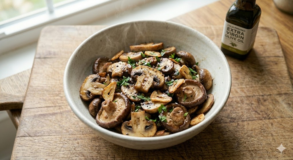 Immune-boosting garlic mushroom stir-fry optimized for biohacking and brain health