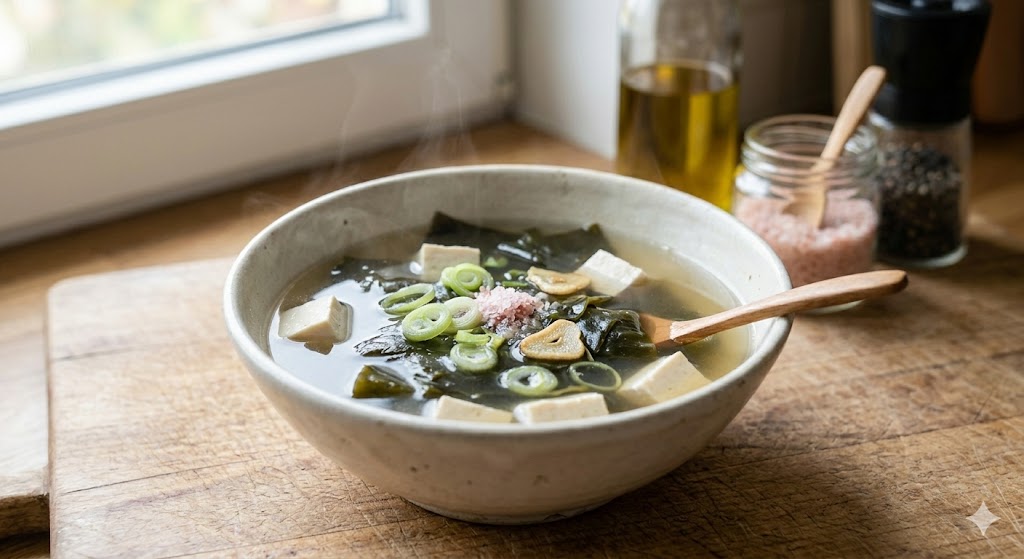 Thyroid-optimizing clear kelp and tofu broth optimized for cellular detox