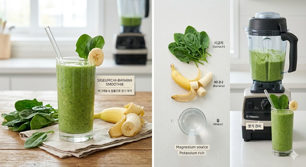 Finished spinach banana smoothie optimized for edema relief and metabolic reset