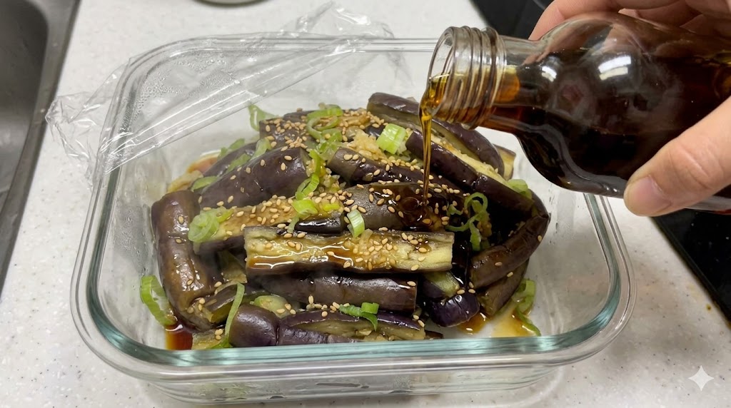 안토시아닌 항산화와 뇌 혈관 청소에 최적화된 가지 들기름 찜 완성 요리